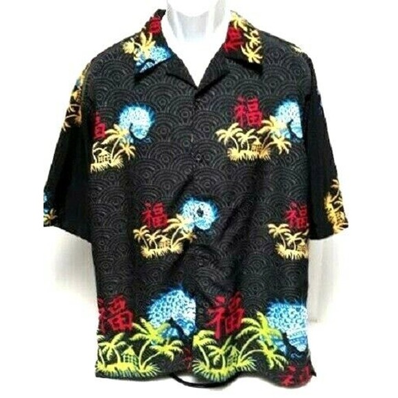 K.A.D. Clothing Other - Tropical Asian mens L large button down shirt fish palm tree KAD